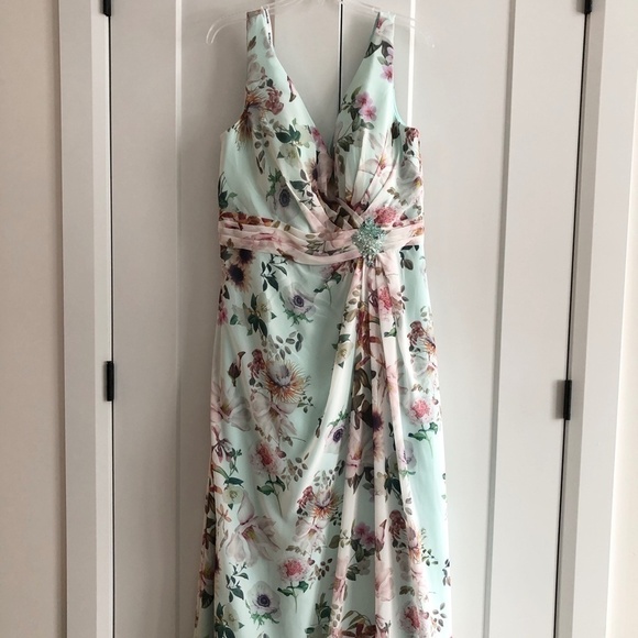FLORAL Dress, Sleeveless, Size 16, New With Tags, Teal Colour, No Alterations - Picture 1 of 16